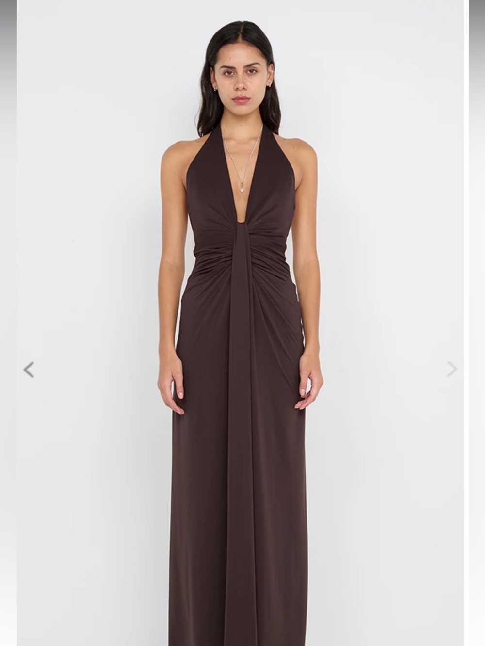 Tillie Drape Maxie Dress in Dark Chocolate, Bec and Bridge
